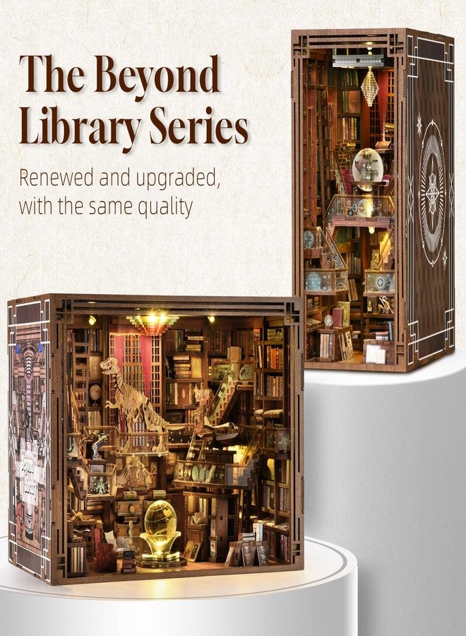 MiniCity Book Nook Kit, DIY Miniature Dollhouse Booknook Kit, 3D Wooden Puzzle Bookend Bookshelf Insert Decor with LED Light for Teens and Adults (Beyond Library Max) - Image 2